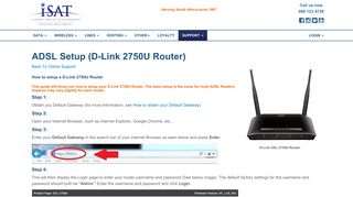 ADSL Setup (D-Link 2750U Router) - iSAT