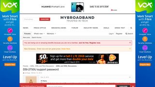 DSl-2750U support password | MyBroadband