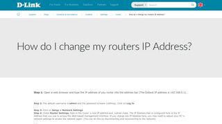 How do I change my routers IP Address? | D-Link UK