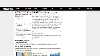 How to Reset the D-Link Administrator Password | Chron.com
