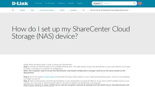 How do I set up my ShareCenter Cloud Storage (NAS) device? - D-Link