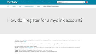 How do I register for a mydlink account? | D-Link UK