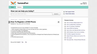 How To Register a D160 Phone : TwistedPair