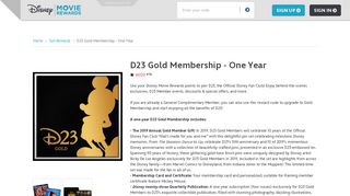 D23 Gold Membership - One Year - Rewards - Disney Movie Rewards