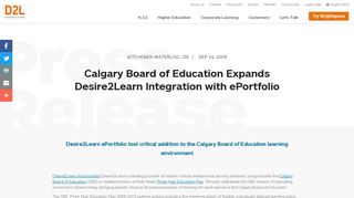 Calgary Board of Education Expands Desire2Learn Integration with ...
