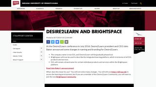 Desire2Learn and Brightspace - News - IT Support Center - IUP