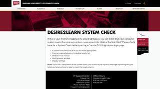 Desire2Learn System Check - IUP