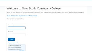 Login - Nova Scotia Community College - D2L