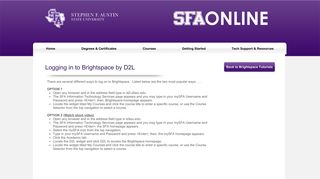 sfaonline | Logging in to Brightspace