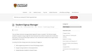 Student Signup Manager – eLearn @ UCalgary