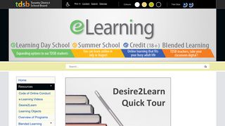 eLearning > Resources > Desire2Learn - TDSB School Websites