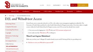 D2L and Webadvisor Access | USD