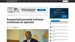 Suspected pyramid scheme continues to operate - Daily Nation