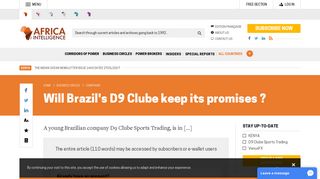 KENYA : Will Brazil's D9 Clube keep its promises ? - Africa Intelligence