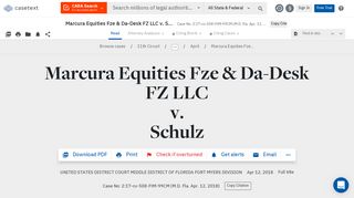 Marcura Equities Fze & Da-Desk FZ LLC v. Schulz, Case No: 2:17-cv ...