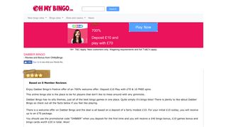 Dabber Bingo | Claim £70 plus 10 Free Spins | OhMyBingo
