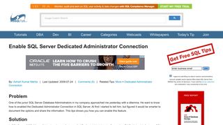 Enable SQL Server Dedicated Administrator Connection