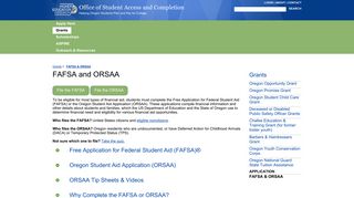 FAFSA & ORSAA Financial Aid Applications | Office of Student Access ...