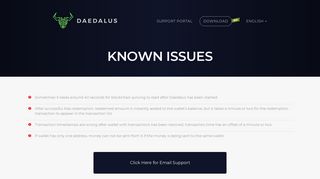 Known Issues - Daedalus - Cryptocurrency wallet