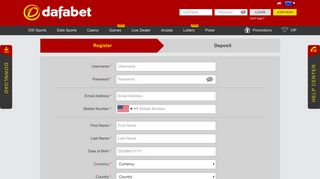 Register now and start betting with Dafabet!