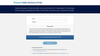 Daikin Business Portal: Log In