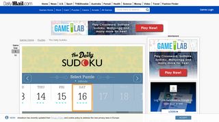 The Daily Sudoku - Free Online Game | Daily Mail