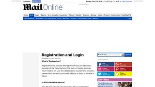 Registration and Login | Daily Mail Online