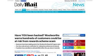 Scammers target users of Woolworths Rewards Program ... - Daily Mail