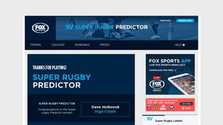 FOX SPORTS Super Rugby Predictor - Fantasy