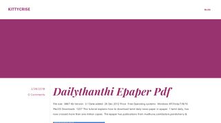 Dailythanthi Epaper Pdf - kittycrise