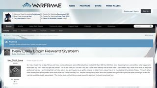 New Daily Login Reward System - General Discussion - Warframe Forums
