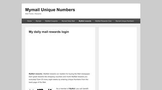 My daily mail rewards login – Mymail Unique Numbers
