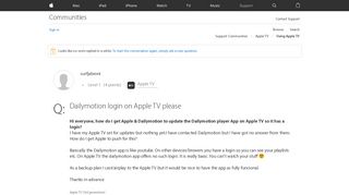 Dailymotion login on Apple TV please - Apple Community