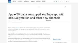Apple TV gains revamped YouTube app with ads, Dailymotion and ...