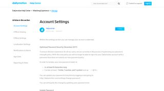 Account Settings – Dailymotion Help Center