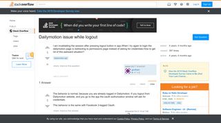 Dailymotion issue while logout - Stack Overflow