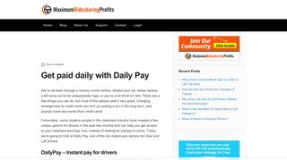 Get paid daily with Daily Pay - Maximum Ridesharing Profits