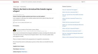 What is the link to download the Dainik Jagran ePaper? - Quora