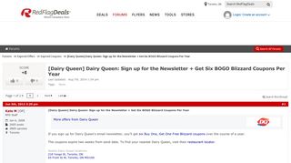[Dairy Queen] Dairy Queen: Sign up for the Newsletter + Get Six ...