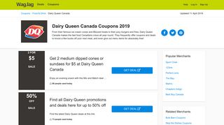 Dairy Queen Canada Coupons & Promo Codes 2019 - WagJag