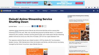 Daisuki Anime Streaming Service Shutting Down - ComicBook.com
