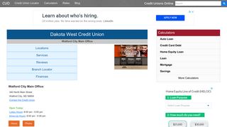 Dakota West Credit Union - Watford City, ND - Credit Unions Online