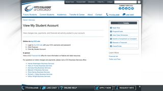 City Colleges of Chicago - View My Student Account