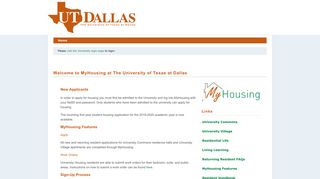 UTDallas - Welcome to MyHousing at The University of Texas at Dallas
