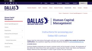 Human Capital Management / Contract Instructions - Dallas ISD
