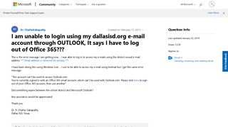 I am unable to login using my dallasisd.org e-mail account through ...