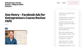 Dan Henry - Facebook Ads for Entrepreneurs Course Review FAFE ...