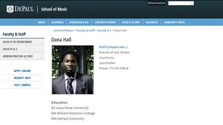 Dana Hall | Faculty A-Z | Faculty & Staff | School of Music | DePaul ...