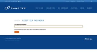 Reset your password | Danaher