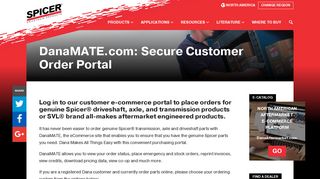 DanaMATE.com: Secure Customer Order Portal | Spicer Parts